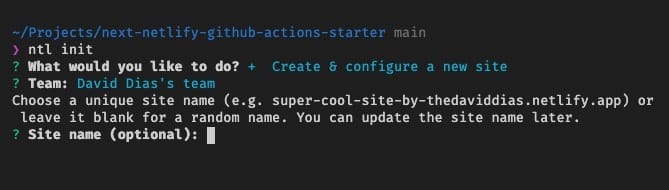 Screenshot of the CLI asking for the name of your application